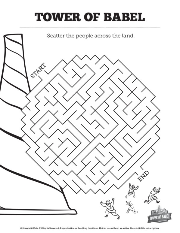 Tower of Babel Bible Story For Kids Sunday School Mazes Thumbnail Showcase