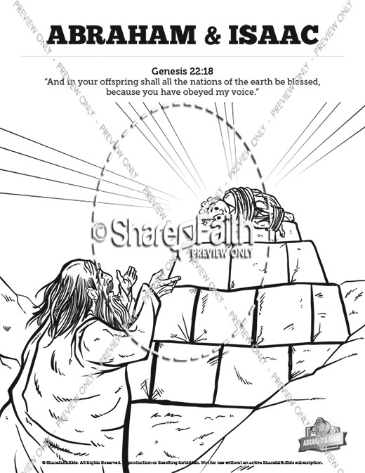 Abraham and Isaac Sunday School Coloring Pages For Kids Thumbnail Showcase