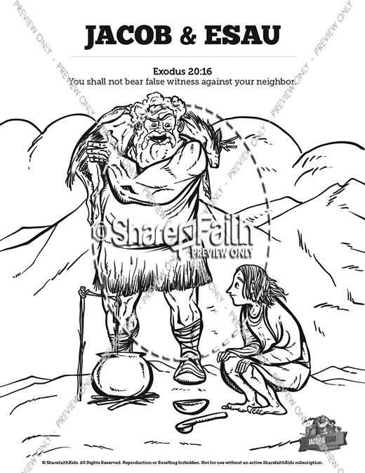 Story Of Jacob and Esau Bible Coloring Pages Thumbnail Showcase
