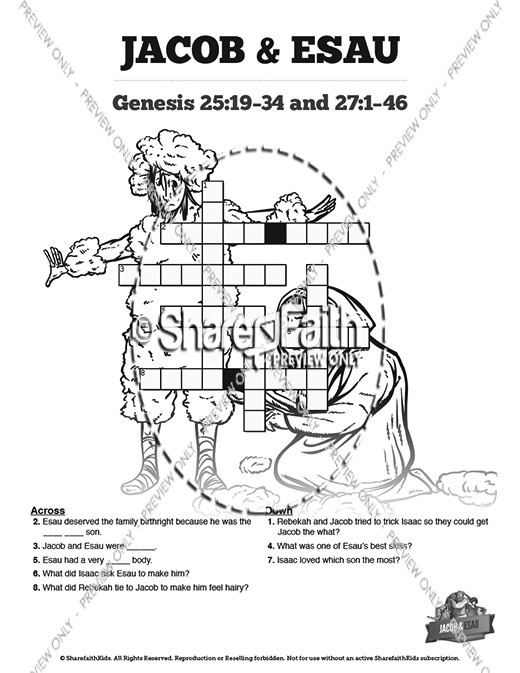 Story Of Jacob and Esau Printable Crossword Puzzles Thumbnail Showcase