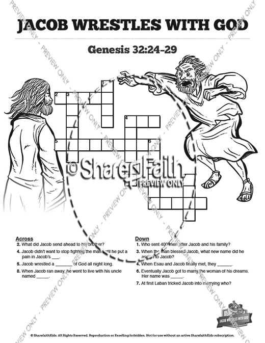 The Story Of Jacob Wrestling With God Sunday School Crossword Puzzles Thumbnail Showcase