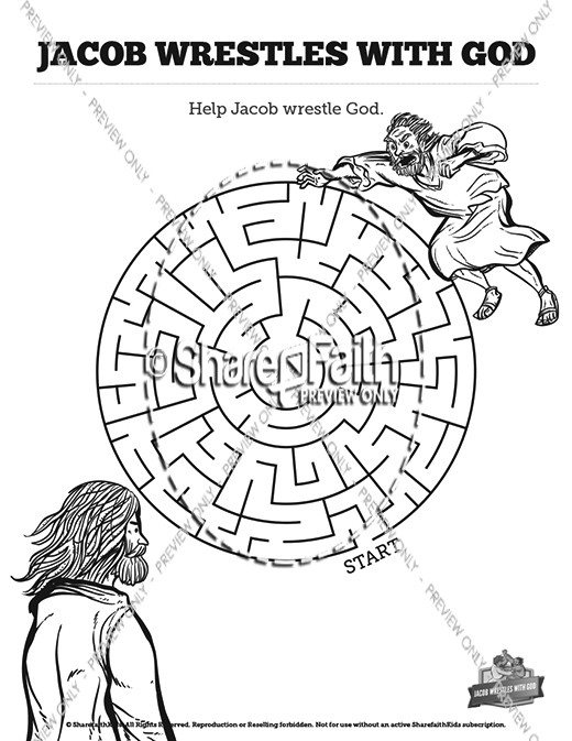 Jacob Wrestles With God Bible Story Mazes Thumbnail Showcase