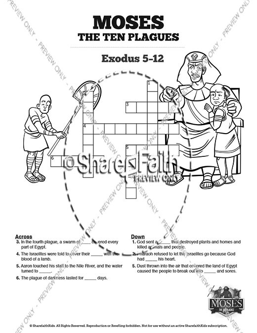 The Ten Plagues Sunday School Printable Crossword Puzzles Thumbnail Showcase