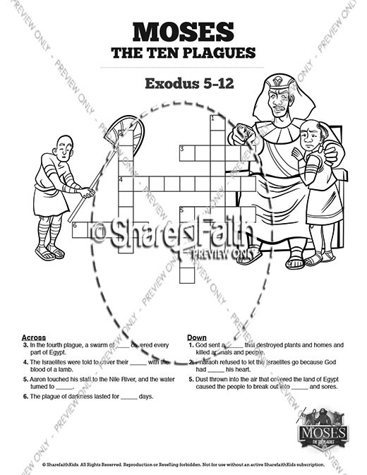 The Ten Plagues Sunday School Printable Crossword Puzzles Clover Media