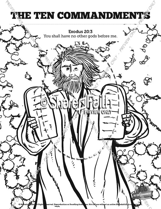 coloring pages moses 10 commandments