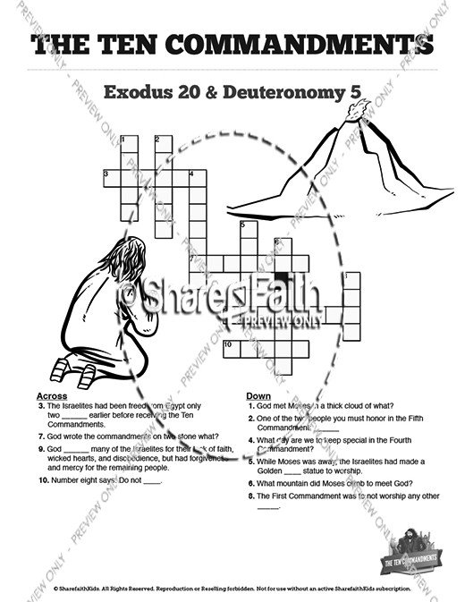The Ten Commandments Sunday School Crossword Puzzles Thumbnail Showcase