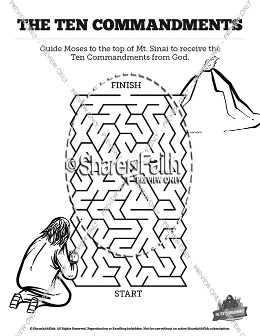 coloring pages moses 10 commandments