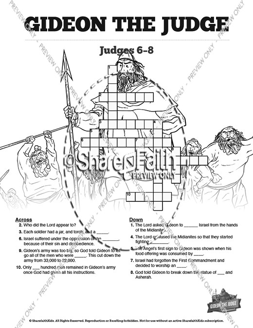 Judges 6 Gideon and the Fleece Sunday School Crossword Puzzles Thumbnail Showcase