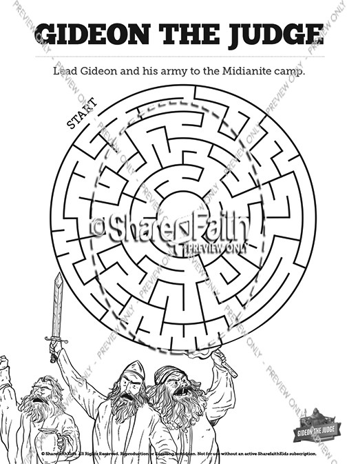 gideon bible story coloring pages