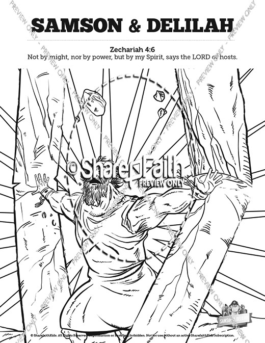 Samson and Delilah Sunday School Coloring Pages