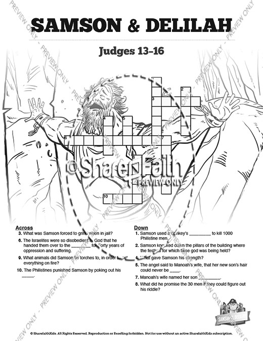 Samson and Delilah Sunday School Crossword Puzzles Thumbnail Showcase