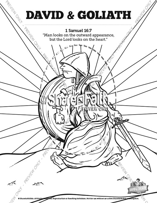 David and Goliath Sunday School Coloring Pages Thumbnail Showcase