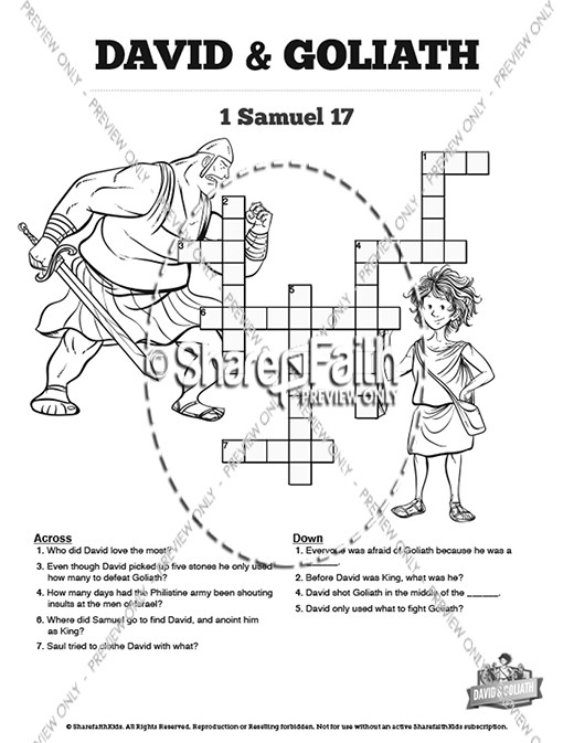 David and Goliath Sunday School Crossword Puzzles Thumbnail Showcase