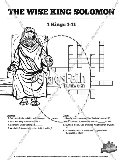 The Wisdom Of Solomon Sunday School Crossword Puzzles Thumbnail Showcase