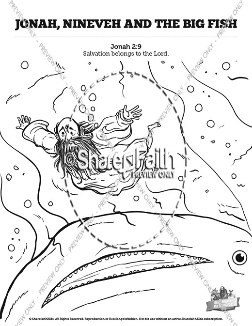 Jonah And The Whale Sunday School Coloring Pages Thumbnail Showcase