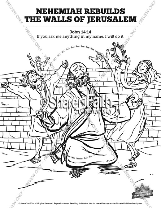 Book of Nehemiah Sunday School Coloring Pages Thumbnail Showcase
