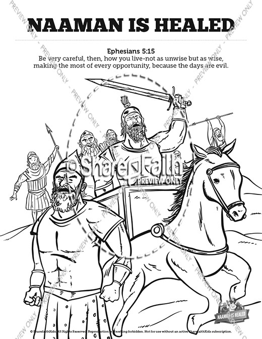 Naaman The Leper 2 Kings 5 Sunday School Coloring Pages Thumbnail Showcase
