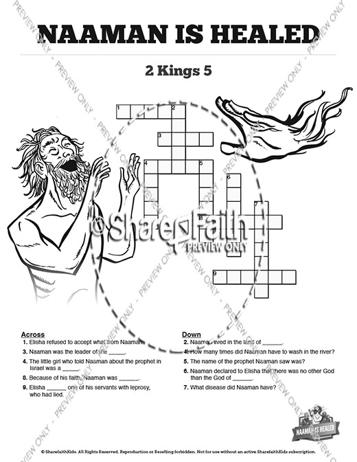 Naaman The Leper 2 Kings 5 Sunday School Crossword Puzzles Thumbnail Showcase
