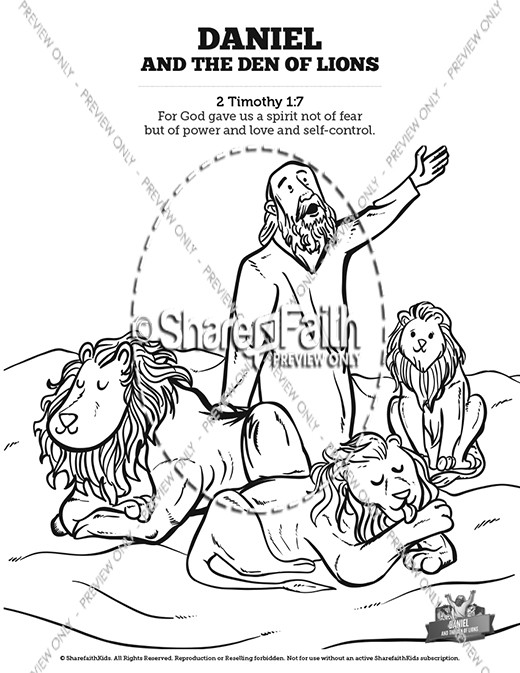 Daniel And The Lions Den Sunday School Coloring Pages Thumbnail Showcase