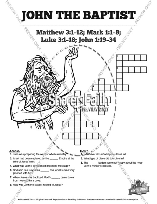 John The Baptist Sunday School Crossword Puzzles Thumbnail Showcase