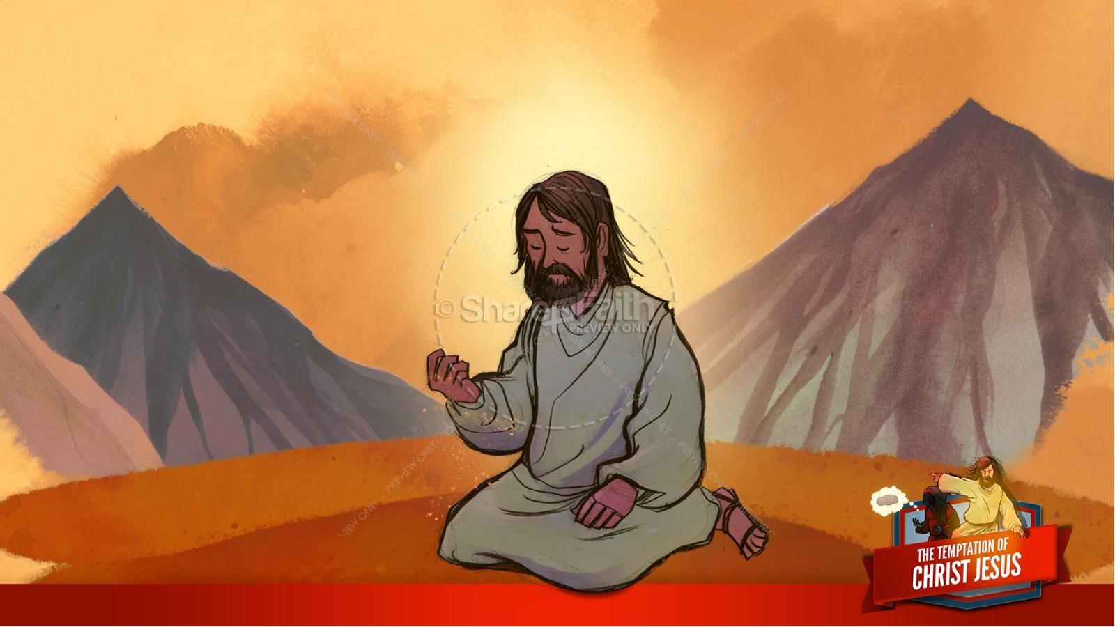 satan tempts jesus clipart for children