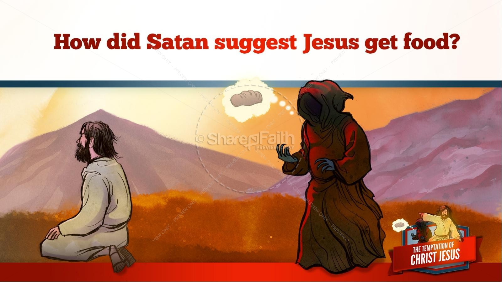 Matthew 4 Jesus Tempted Kids Bible Story | slide 18