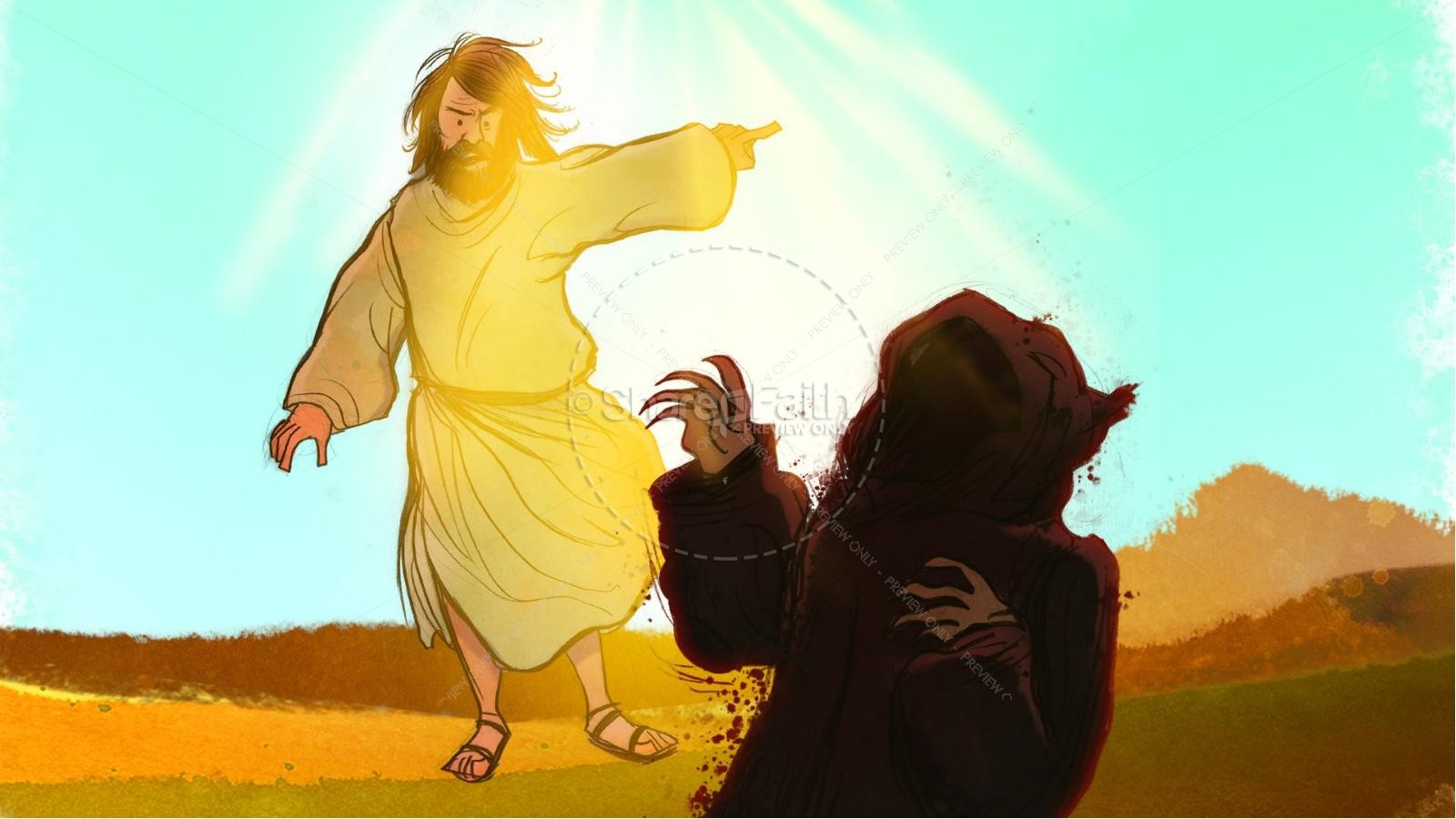 Matthew 4 Jesus Tempted Kids Bible Story | slide 7