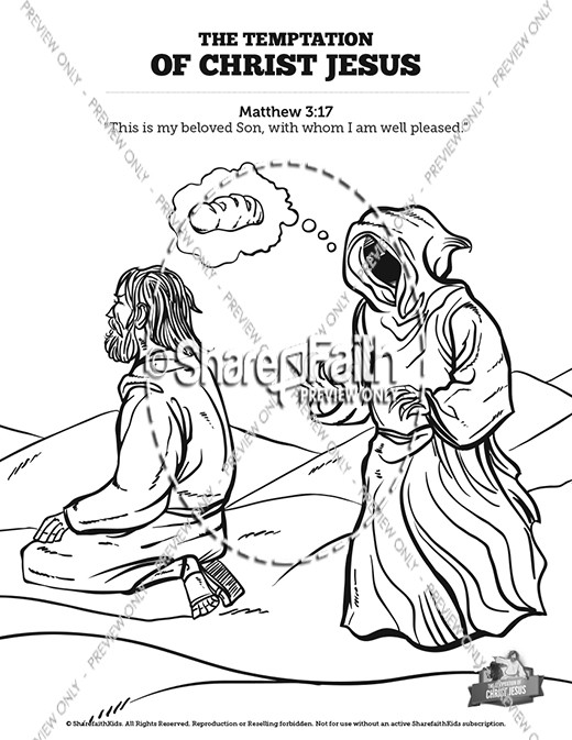 Matthew 4 Jesus Tempted Sunday School Coloring Pages Thumbnail Showcase