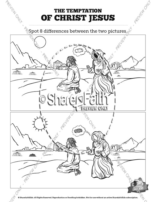 Matthew 4 Jesus Tempted Kids Spot The Difference Thumbnail Showcase