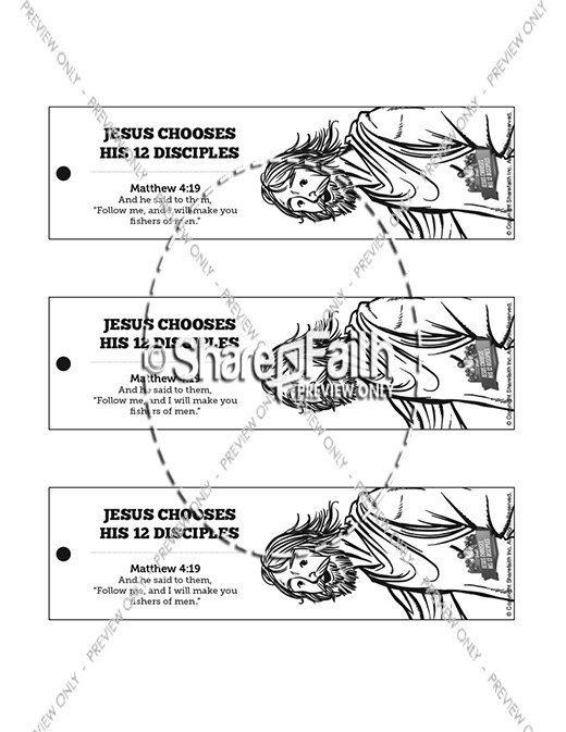 Jesus Chooses His 12 Disciples Bible Bookmarks Thumbnail Showcase