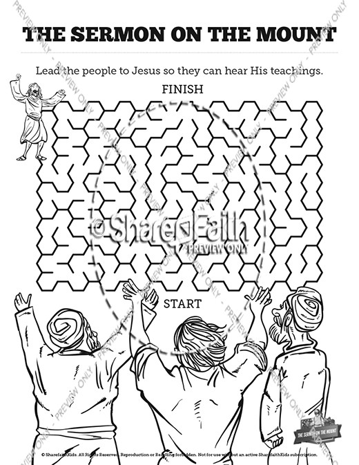 sermon on the mount beatitudes bible mazes sharefaith kids