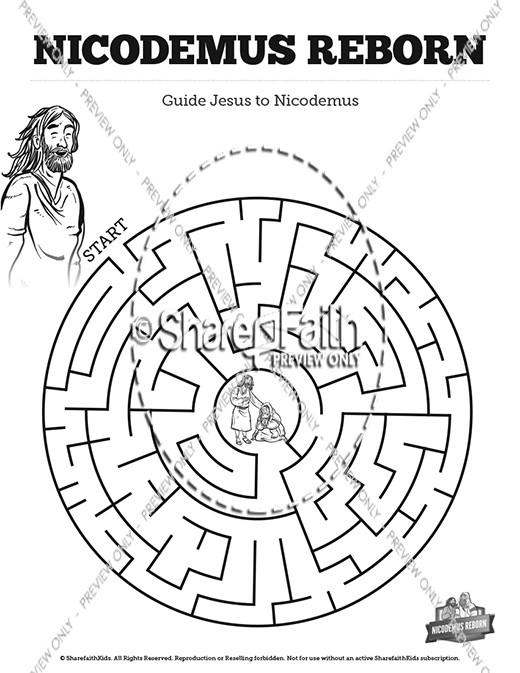John 3 Nicodemus Bible Mazes Thumbnail Showcase
