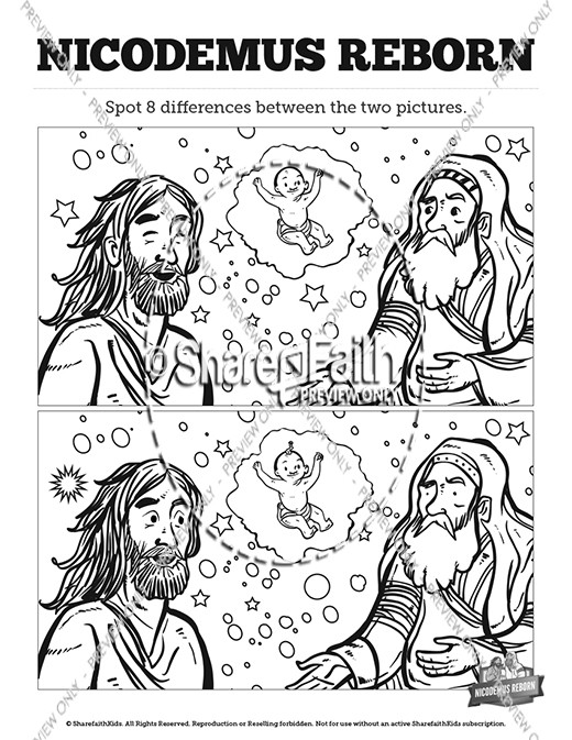John 3 Nicodemus Bible Kids Spot The Difference Thumbnail Showcase