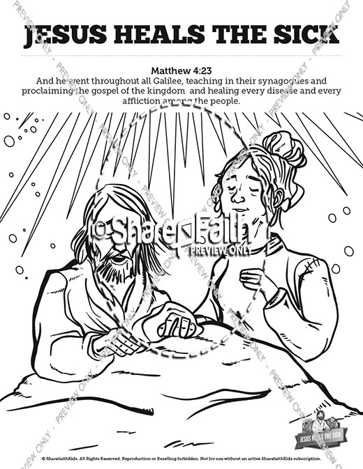 Jesus Heals The Sick Sunday School Coloring Pages