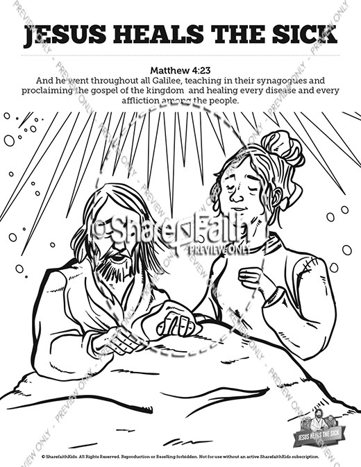 Jesus Heals The Sick Sunday School Coloring Pages Thumbnail Showcase