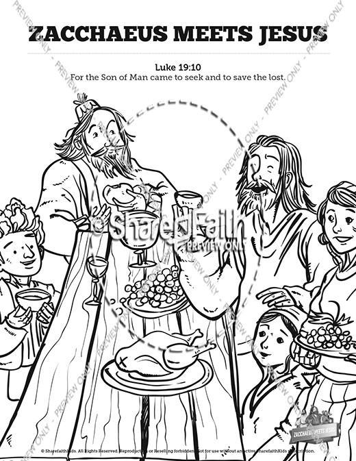 Luke 19 Story of Zacchaeus Sunday School Coloring Pages Thumbnail Showcase