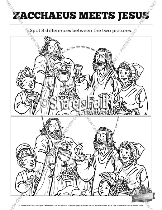 Luke 19 Story of Zacchaeus Kids Spot The Difference Thumbnail Showcase