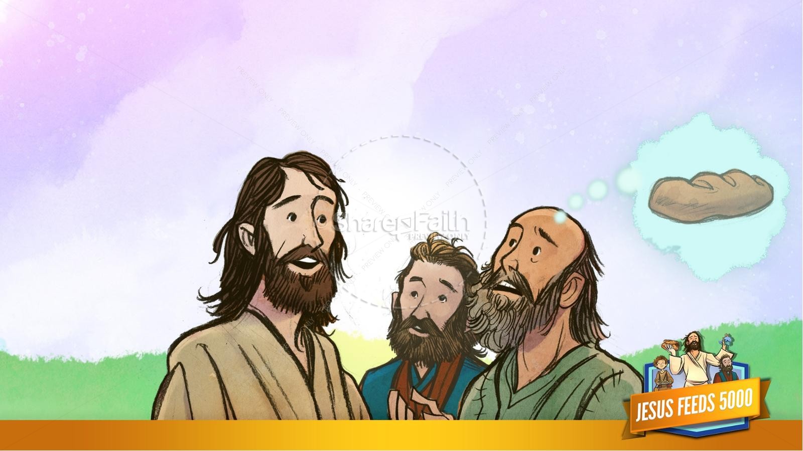 Jesus Feeds 5000 Kids Bible Story | slide 13