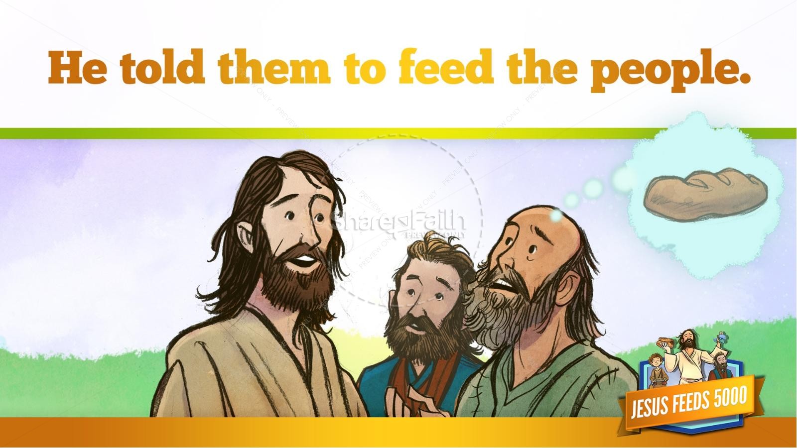 Jesus Feeds 5000 Kids Bible Story | slide 15
