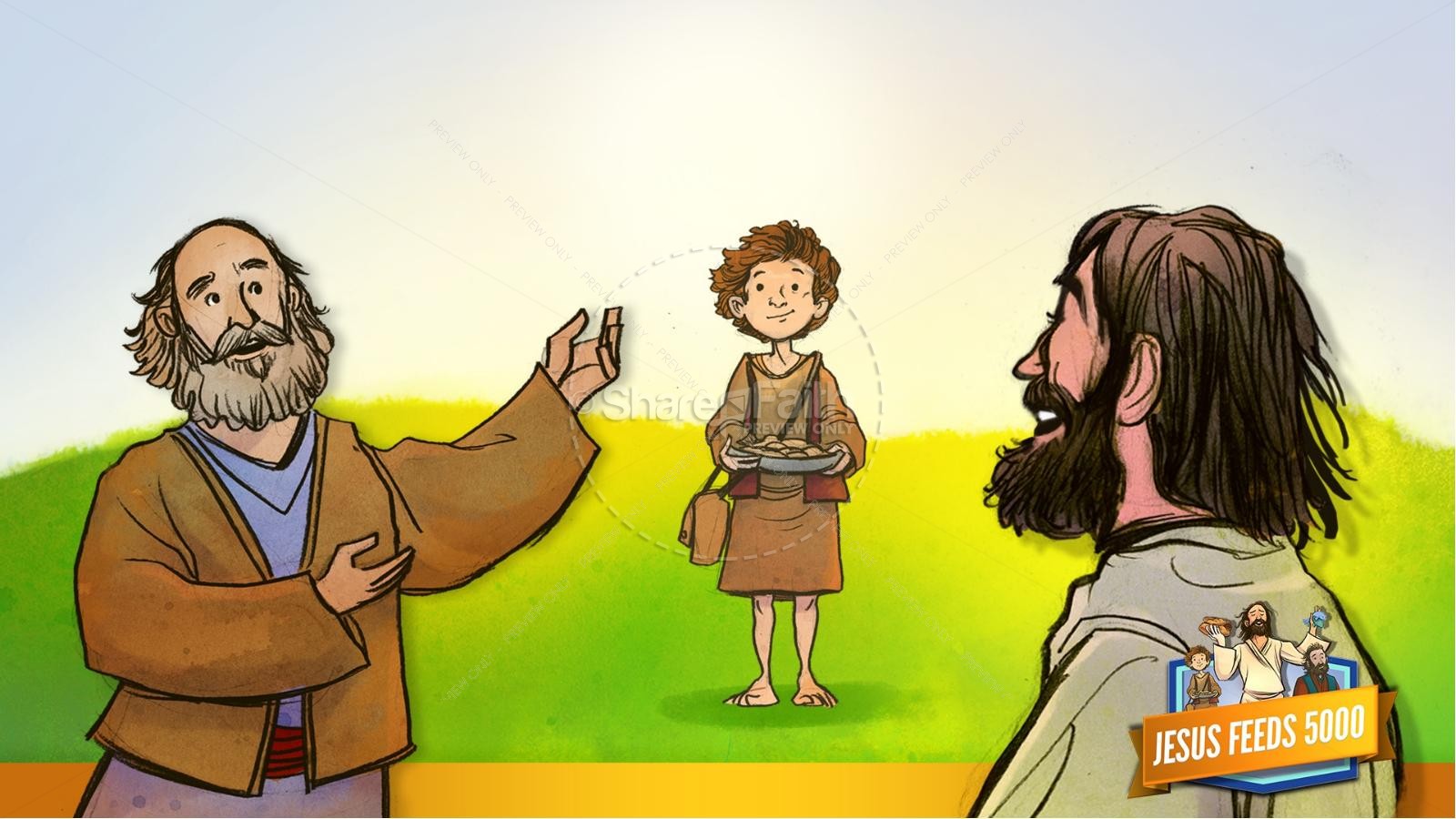 Jesus Feeds 5000 Kids Bible Story | slide 17