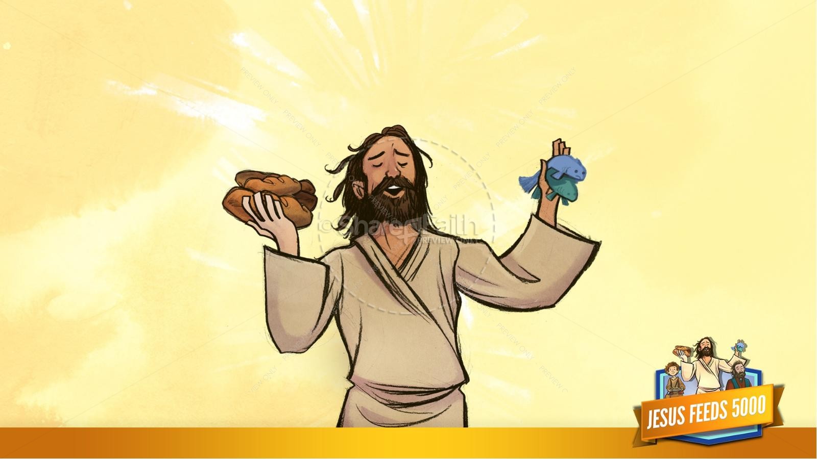 Jesus Feeds 5000 Kids Bible Story | slide 21