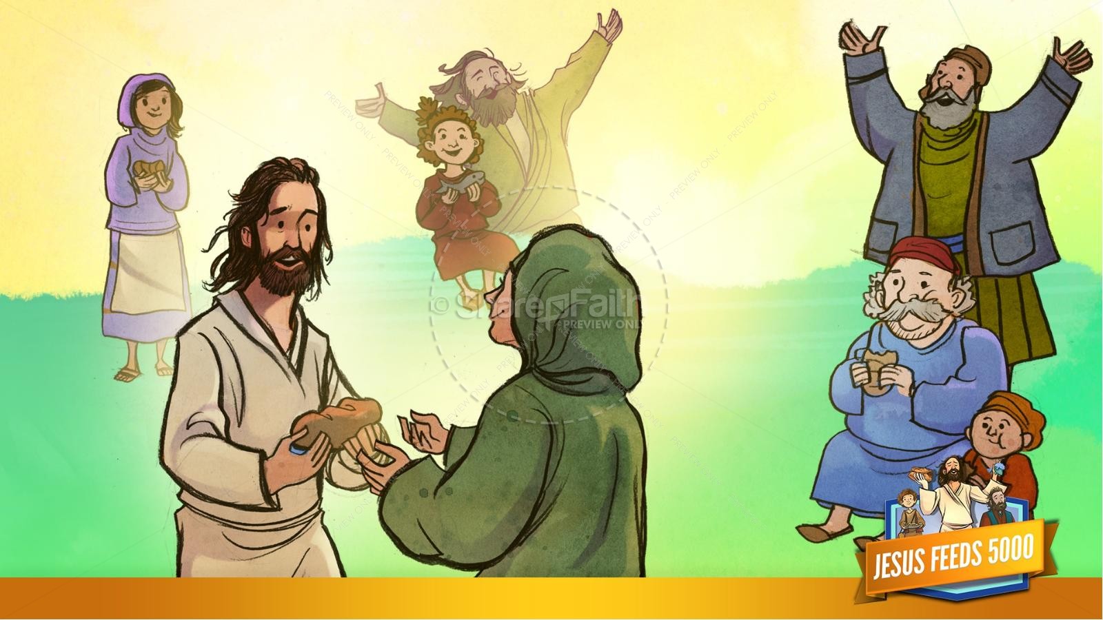 Jesus Feeds 5000 Kids Bible Story | slide 25