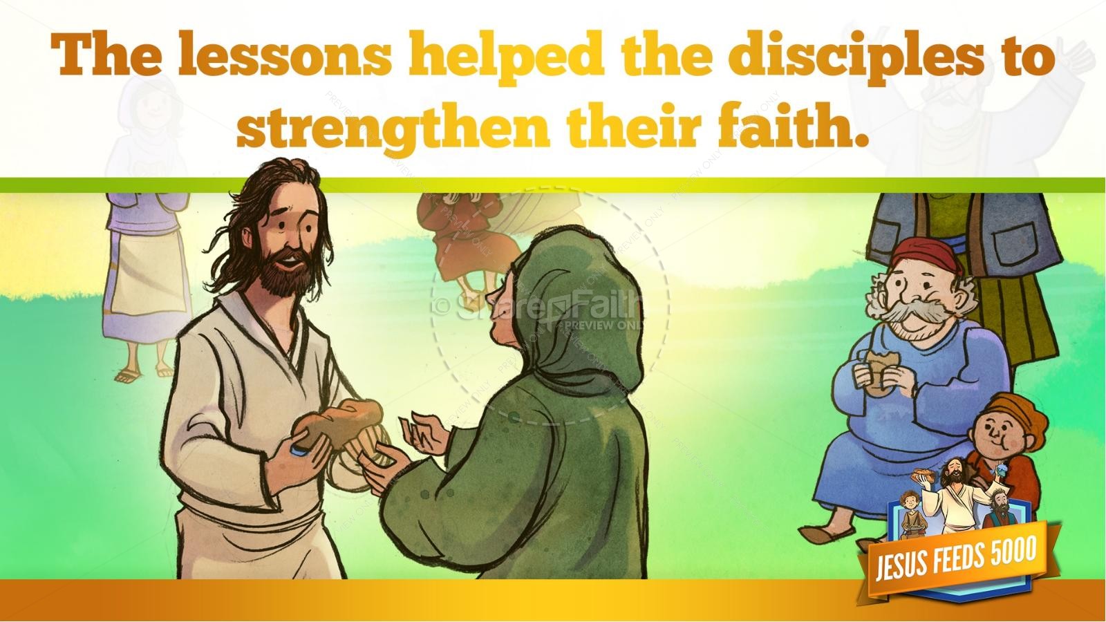 Jesus Feeds 5000 Kids Bible Story | slide 27