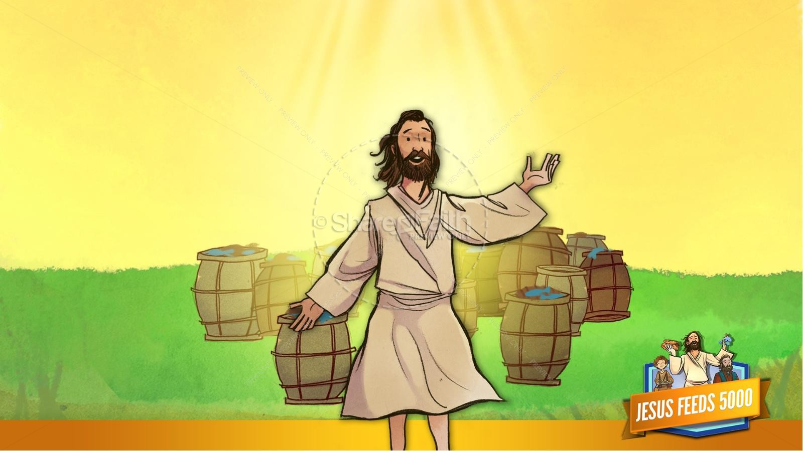 Jesus Feeds 5000 Kids Bible Story | slide 29