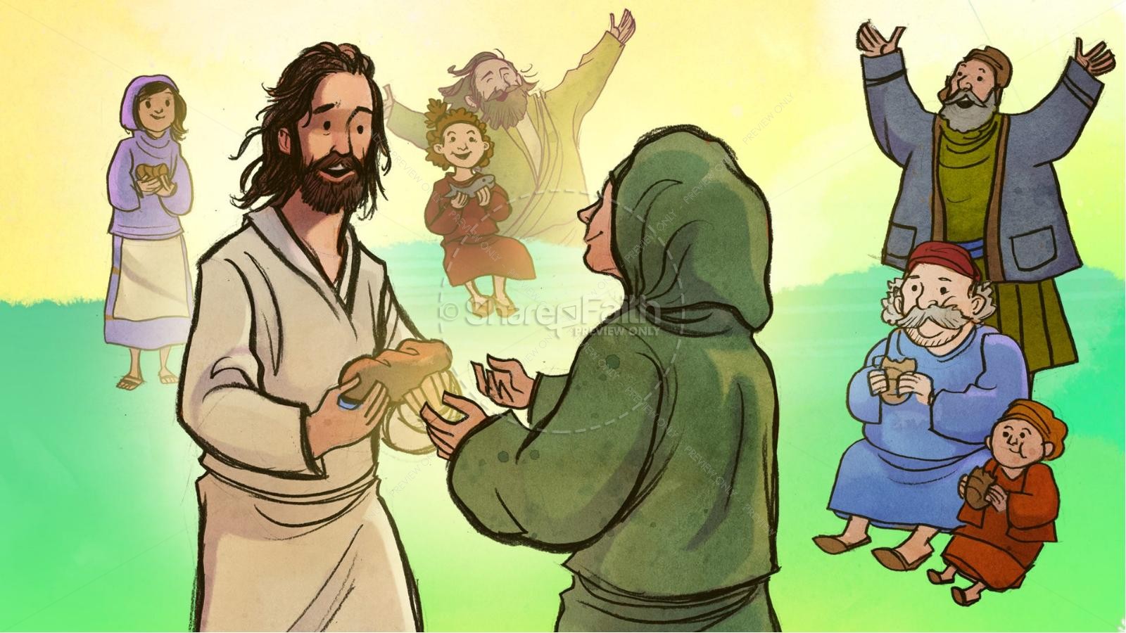 Jesus Feeds 5000 Kids Bible Story | slide 6
