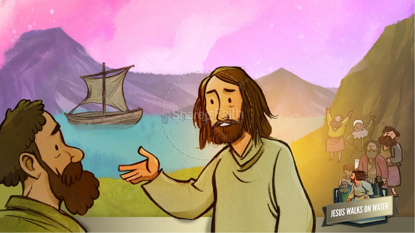 jesus walks on water clipart for kids