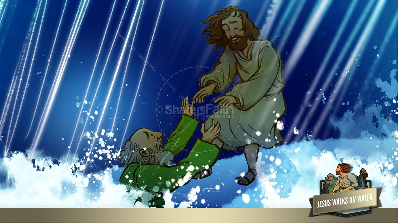 Jesus Walks On Water Kids Bible Story | slide 35