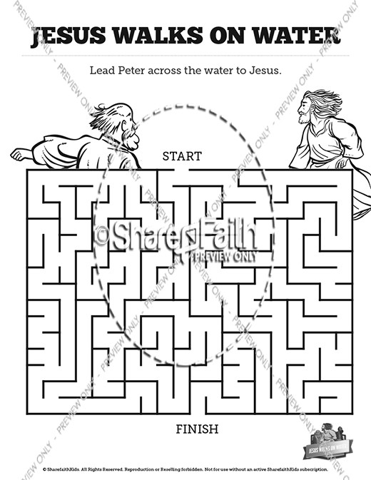 Jesus Walks On Water Sunday School Coloring Pages Sharefaith Kids