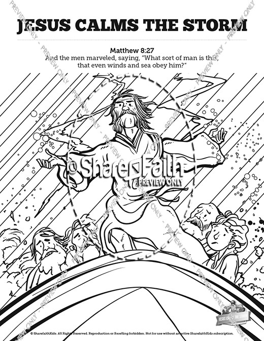 Jesus Calms The Storm Sunday School Coloring Pages