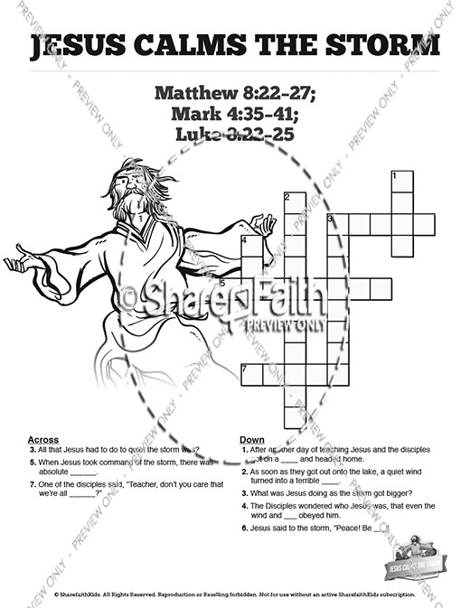 Jesus Calms The Storm Sunday School Crossword Puzzles Thumbnail Showcase